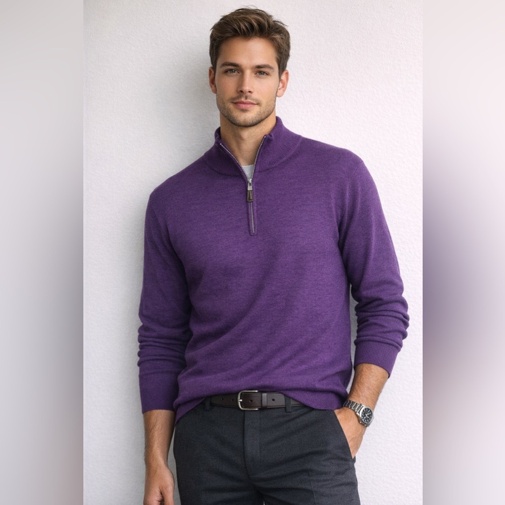 Peter Millar Purple Half-Zip Sweater. Wool/Silk.
A5